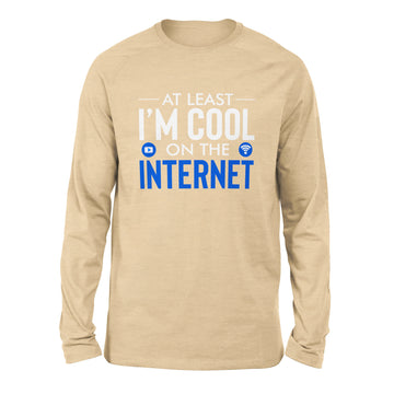 Atleast I'm Cool On The Internet Men/Unisex Drop Shoulder Sweatshirt in Heather Sand Dune color